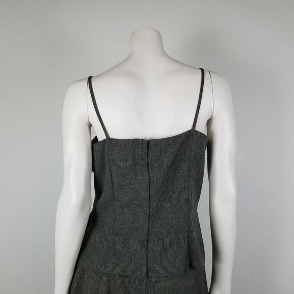 Vintage 90s Y2K Micro Houndstooth Brown Grey Tank Skirt Coord Set Sz 13/14 JRs - Picture 7 of 14